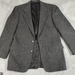 Bill Blass Blazer Men Large 100% Pure Camel Hair Dark Gray Soft Work Evening